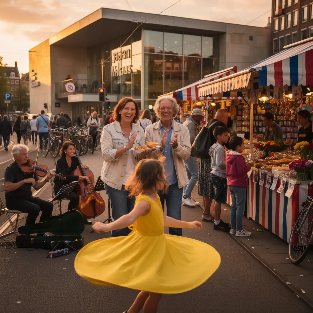 Een groep muzikanten die zich voorbereidt op een optreden in de sfeervolle ambiance van de zaal.